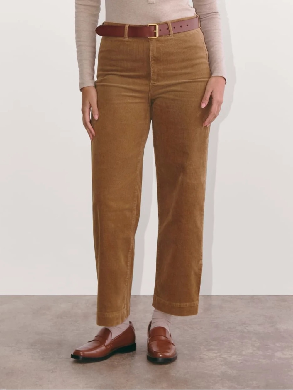 Everlane The Sailor Pant Corduroy High-Rise Straight Jeans in Toasted Coconut
